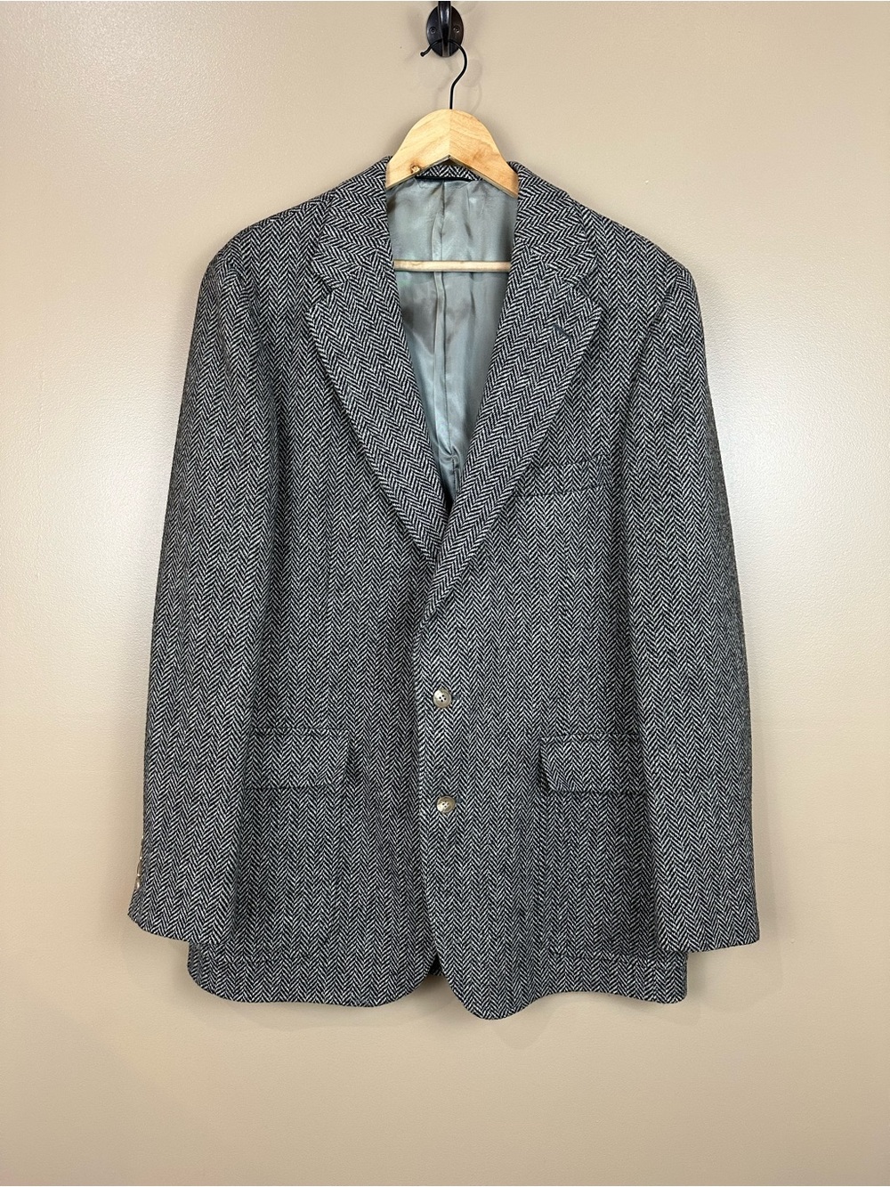 Vintage Ralph Lauren Polo University Club 44L Herringbone Wool Blazer Jacket USA